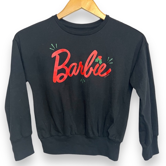 Old Navy Girls Barbie Christmas Crewneck Sweater Long‎ Sleeve Size M (8) Black - Picture 2 of 9